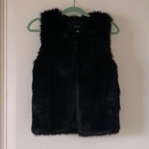 Black faux fury topshop vest